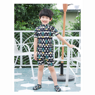 Baby Kids Boy Girl's Printed One Piece Swimming Suit n Free Cap 718156-10 Pineapple - Little Kooma