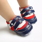 Baby Boy Splicing Color PU Leather Magic Tape Sneakers - Little Kooma