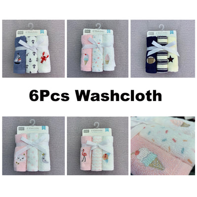 Hudson Baby Woven Terry Washcloths 6pcs Pack 57855 - 0528 - Little Kooma
