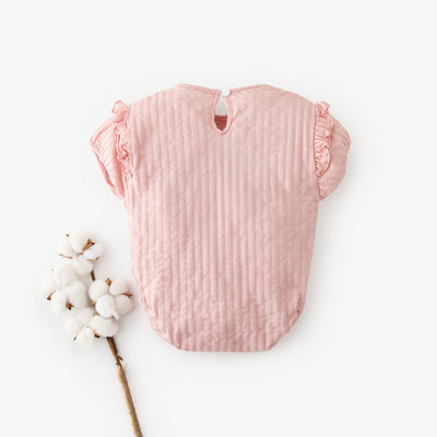 [ZBG11] Baby Girl Puff Sleeve Bodysuit w Printed Bunnies - Little Kooma