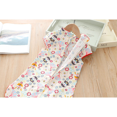 [KG02] Kids Girls Husky Cheongsam Dress Cap Sleeves CNY Chinese New Year Outfit - Little Kooma