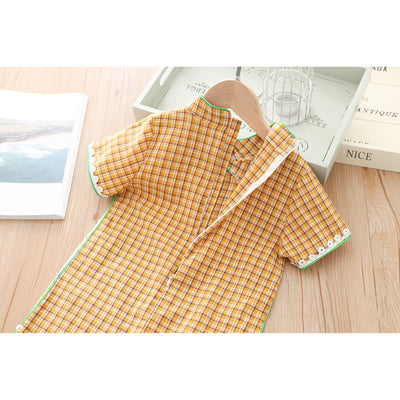 [KG01] Kids Girls Lace Trim Plaid Cheongsam Dress n Sling Bag CNY Chinese New Year Outfit - Little Kooma