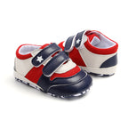 Baby Boy Splicing Color PU Leather Magic Tape Sneakers - Little Kooma