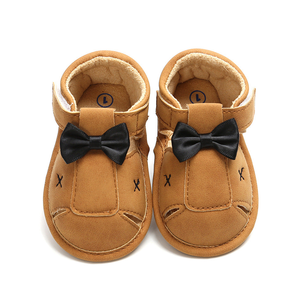 Baby Boy Anti-slip PU Leather Sandals w Bow - 0912 - Little Kooma