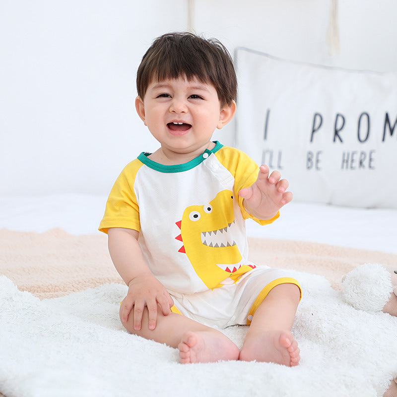 Baby Romper Dinosaur Splicing Sleeves - 0616 - Little Kooma
