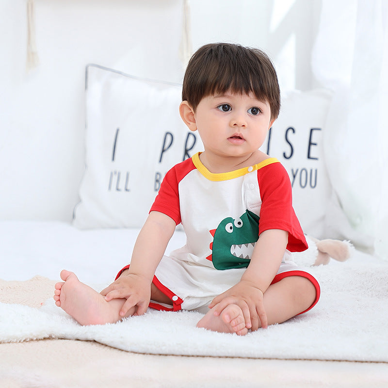 Baby Romper Dinosaur Splicing Sleeves - 0616 - Little Kooma