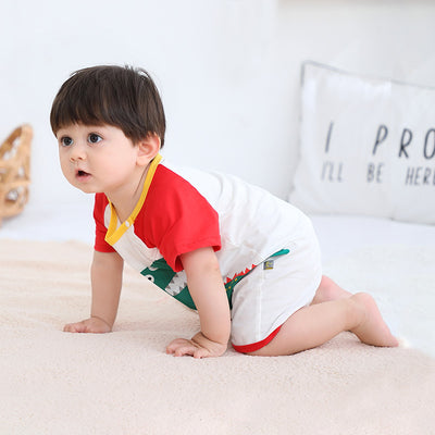 Baby Romper Dinosaur Splicing Sleeves - 0616 - Little Kooma