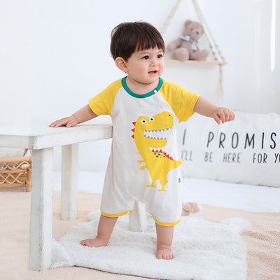 Baby Romper Dinosaur Splicing Sleeves - 0616 - Little Kooma