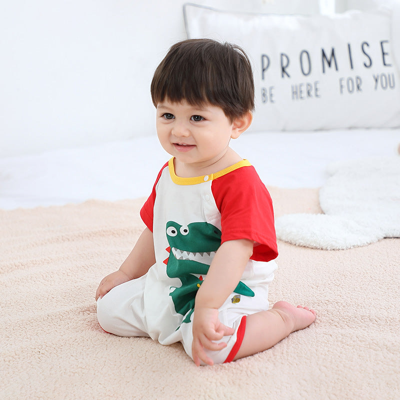 Baby Romper Dinosaur Splicing Sleeves - 0616 - Little Kooma
