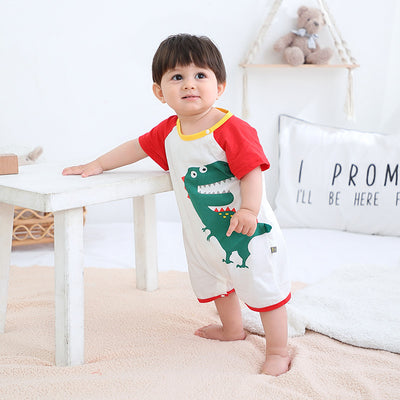 Baby Romper Dinosaur Splicing Sleeves - 0616 - Little Kooma