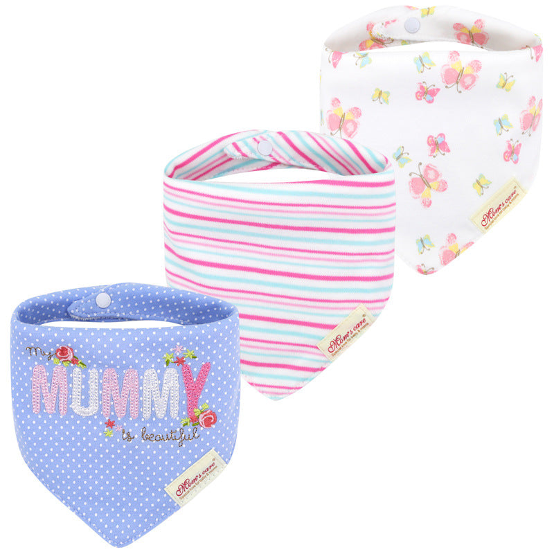 Baby Girl Cotton Towel Bibs 3 Piece Pack - 0719 - Little Kooma