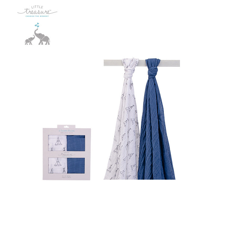 New Hudson Baby Single Layer Muslin 2 Piece Pack 00568 - 0801 - Little Kooma