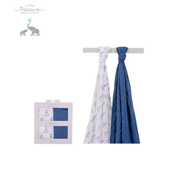 New Hudson Baby Single Layer Muslin 2 Piece Pack 00568 - 0801 - Little Kooma