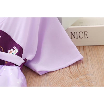[KG12] Kids Girls Star All-over Voile Splicing Cheongsam Dress w Embroidered Bunnies CNY Chinese New Year Outfit - Little Kooma