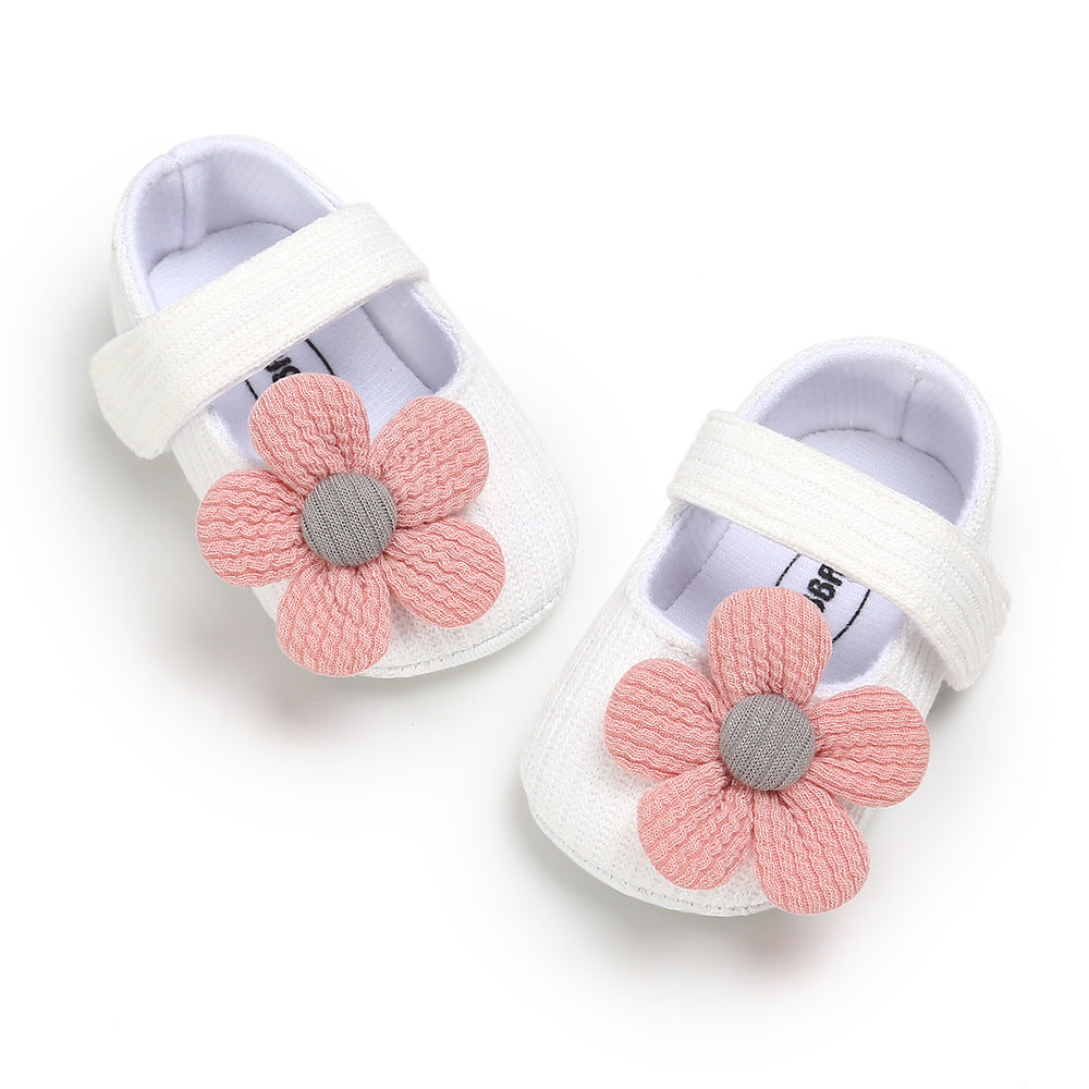 Baby Girl Woolen Covered Flats w Flower - Little Kooma