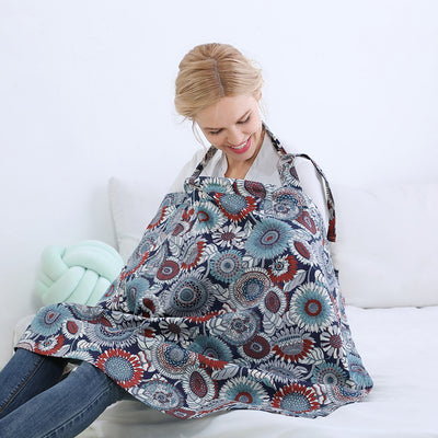 Breathable Cotton Baby Feeding Nursing Cover Mummy Breastfeeding Cover Poncho Shawl Stroller Blanket - Little Kooma