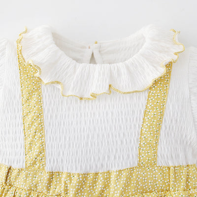 [ZBG08] Baby Girl Fake Two Piece Collar Suspender Bodysuit Dress - Little Kooma