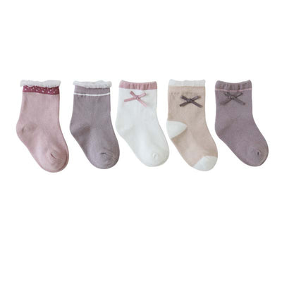 Baby Kid Girls Agaric Trim Cuffs Lace Socks 5 Pairs Pack - Little Kooma