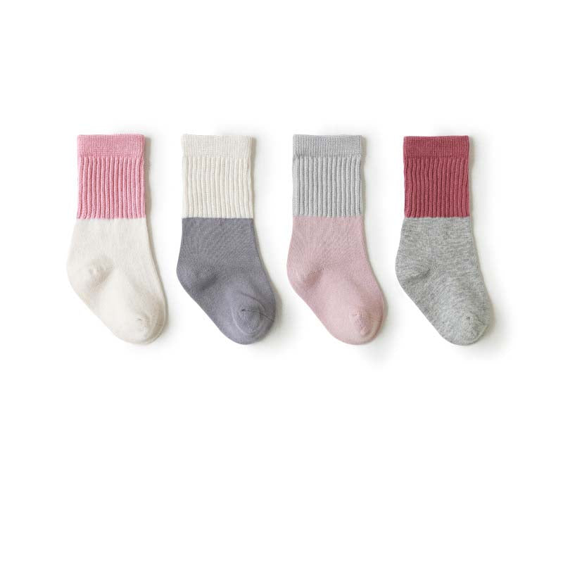 Baby Kid Splicing Long Socks 4 Pairs Pack - Little Kooma