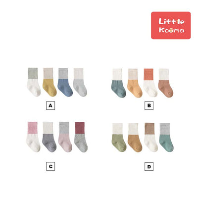 Baby Kid Splicing Long Socks 4 Pairs Pack - Little Kooma