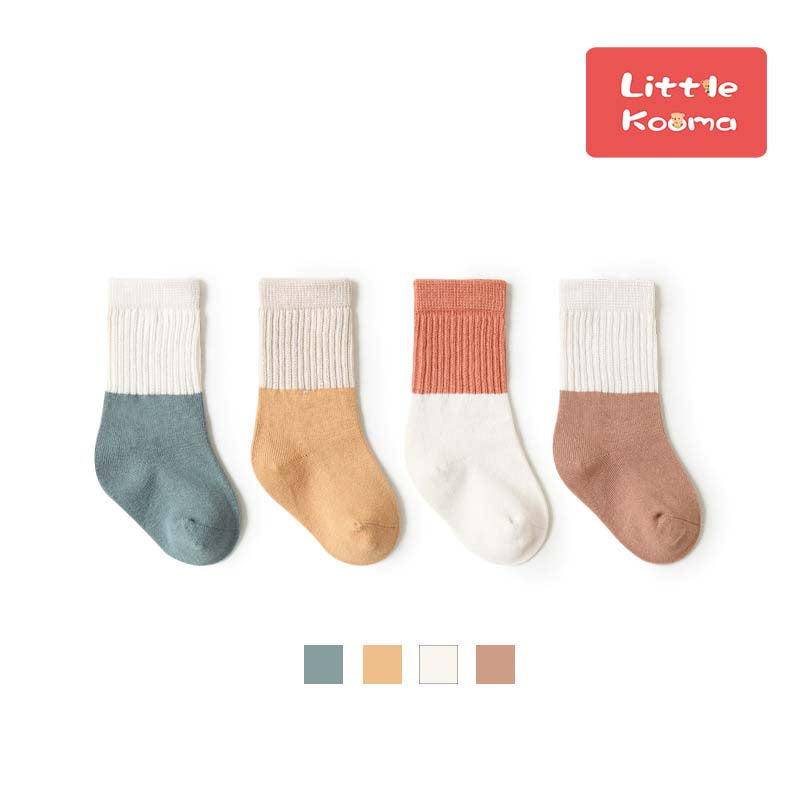 Baby Kid Splicing Long Socks 4 Pairs Pack - Little Kooma