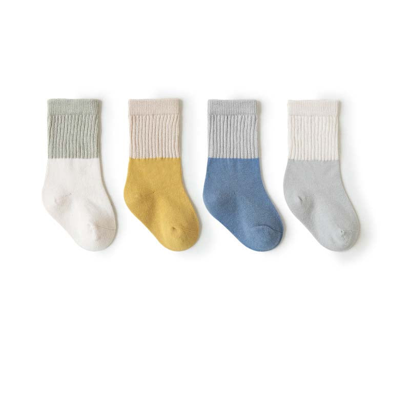 Baby Kid Splicing Long Socks 4 Pairs Pack - Little Kooma