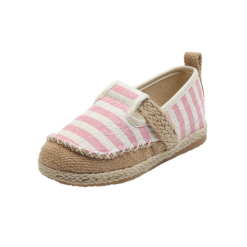 Baby Kids Boy Girl Unisex Textile Anti-slip Stripe Flats Shoes Magic Tape 2010 - Little Kooma