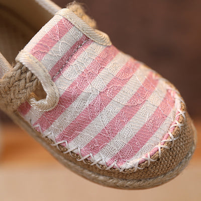 Baby Kids Boy Girl Unisex Textile Anti-slip Stripe Flats Shoes Magic Tape 2010 - Little Kooma