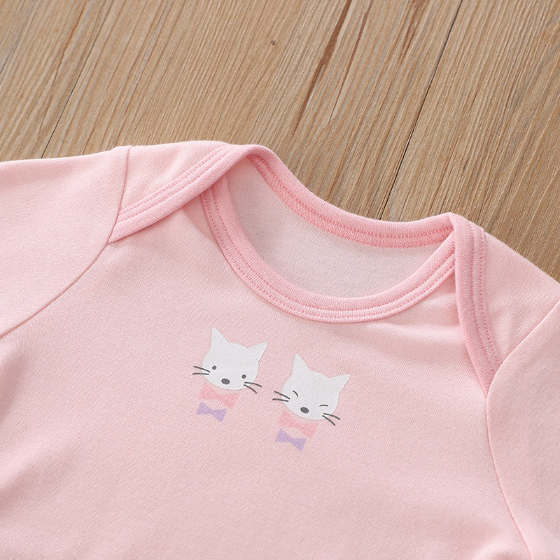 Baby Girl Long Sleeve Bodysuit Cats 3 Pack - Little Kooma