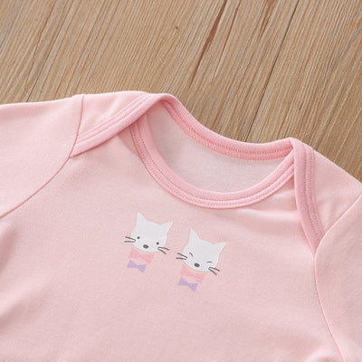 Baby Girl Long Sleeve Bodysuit Cats 3 Pack - Little Kooma
