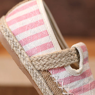 Baby Kids Boy Girl Unisex Textile Anti-slip Stripe Flats Shoes Magic Tape 2010 - Little Kooma