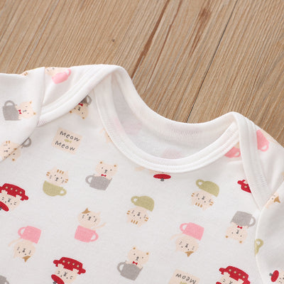 Baby Girl Long Sleeve Bodysuit Cats 3 Pack - Little Kooma