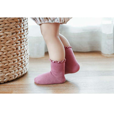 Baby Kid Girls Agaric Trim Cuffs Lace Socks 5 Pairs Pack - Little Kooma