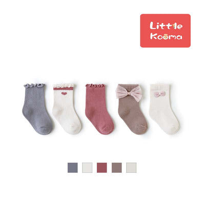Baby Kid Girls Agaric Trim Cuffs Lace Socks 5 Pairs Pack - Little Kooma