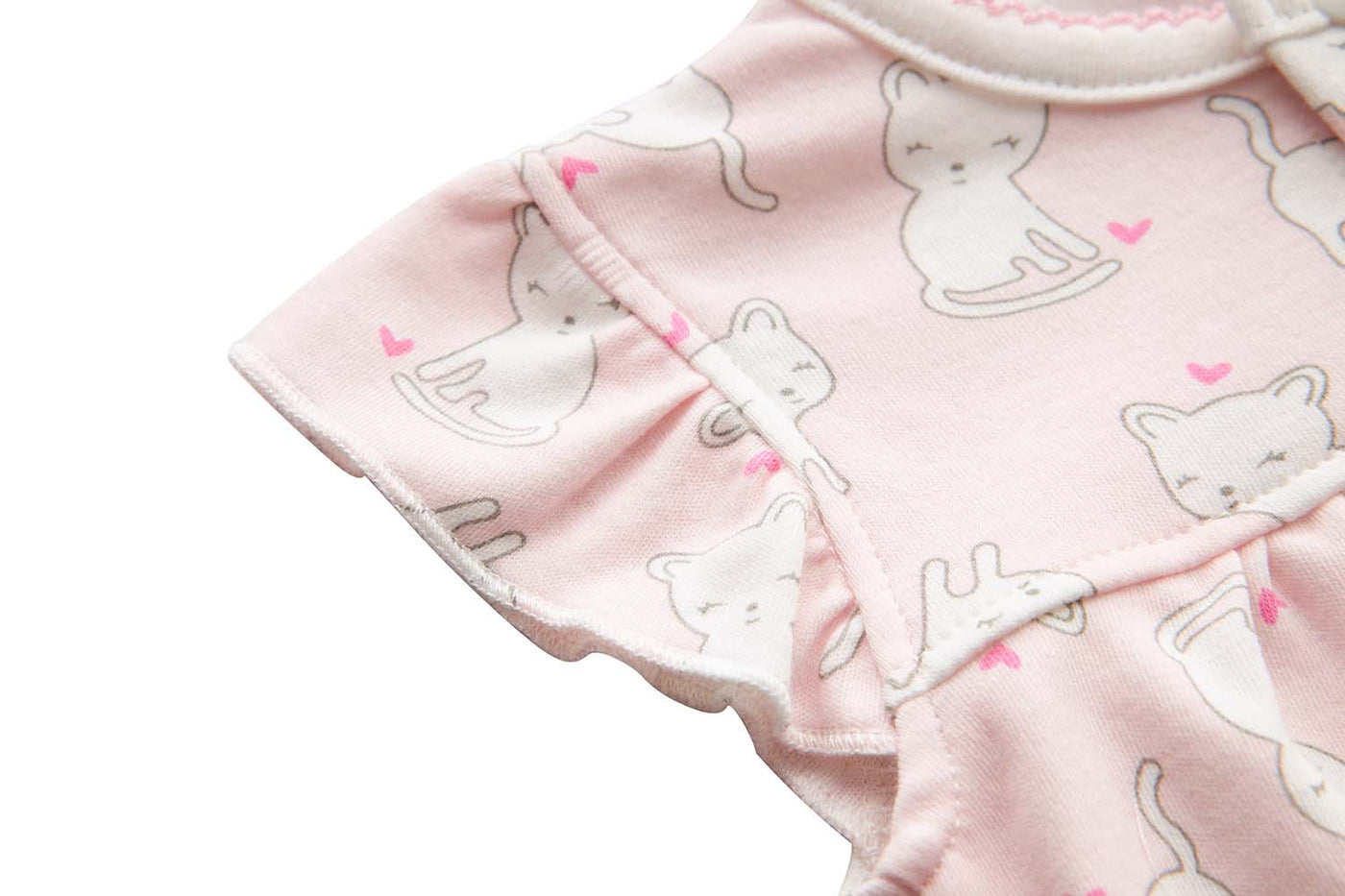 Baby Girl Pink w White Cats Romper - Little Kooma