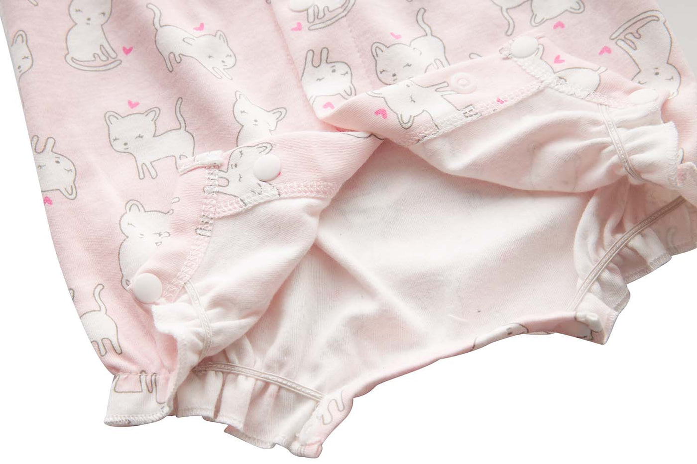 Baby Girl Pink w White Cats Romper - Little Kooma