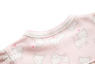 Baby Girl Pink w White Cats Romper - Little Kooma