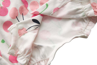 Baby Girl White w Pink Cherries Romper - Little Kooma