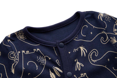 Baby Boy Dark Blue w Elephants Romper - Little Kooma