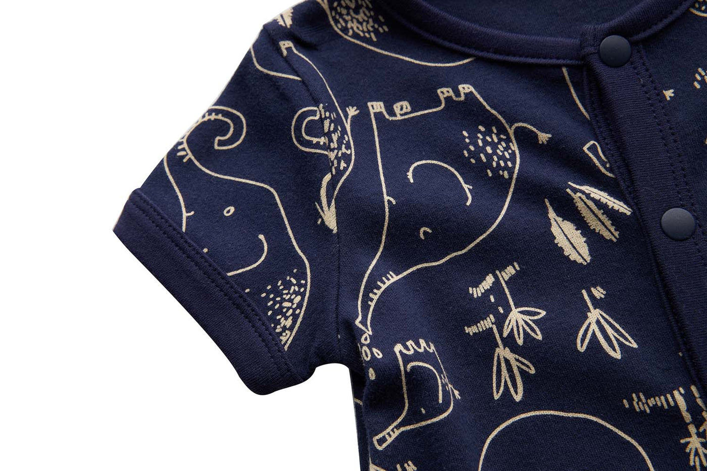 Baby Boy Dark Blue w Elephants Romper - Little Kooma