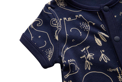 Baby Boy Dark Blue w Elephants Romper - Little Kooma
