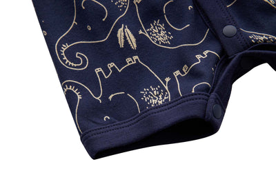 Baby Boy Dark Blue w Elephants Romper - Little Kooma