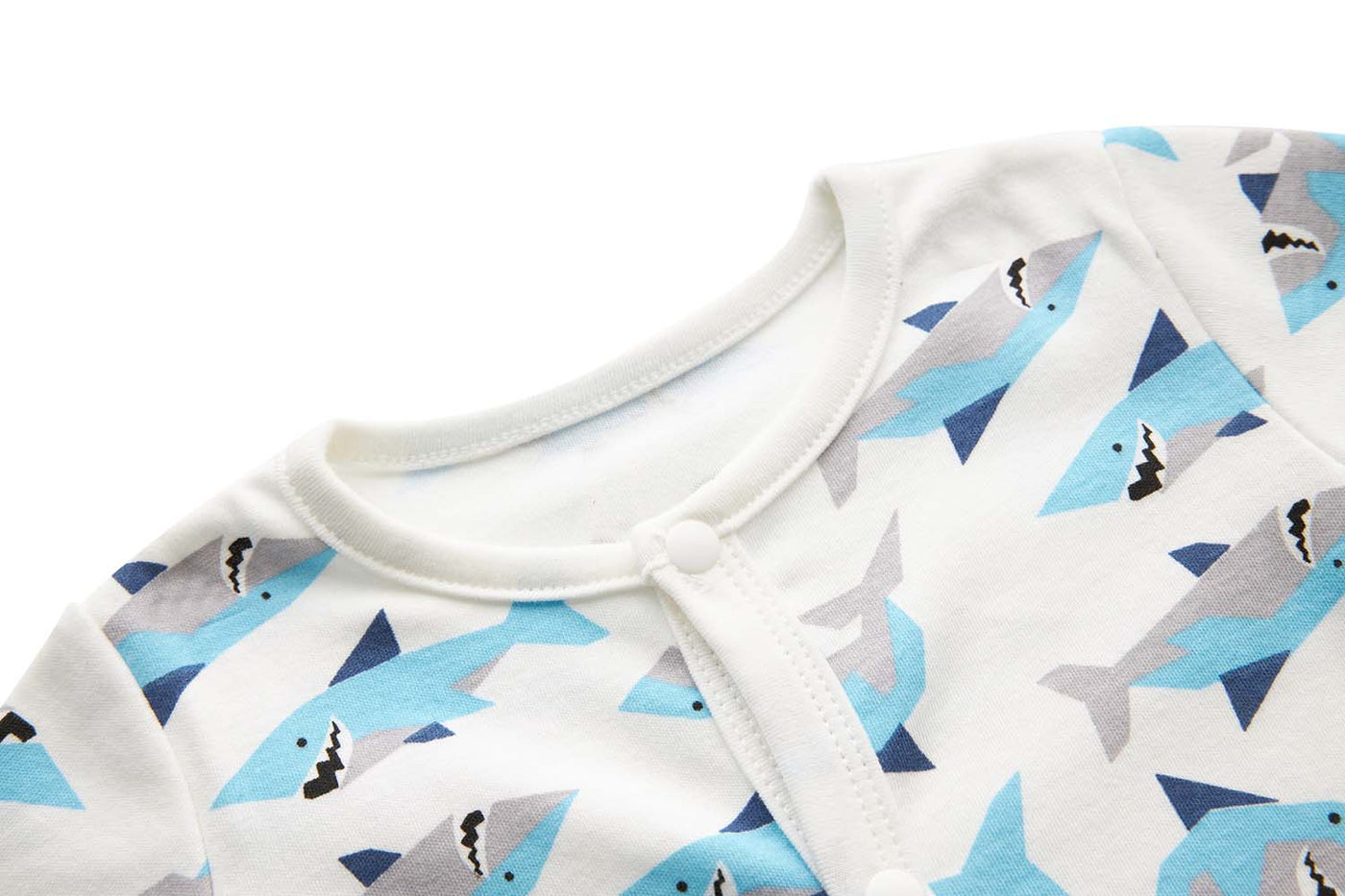 Baby Boy White w Sharks Romper - Little Kooma