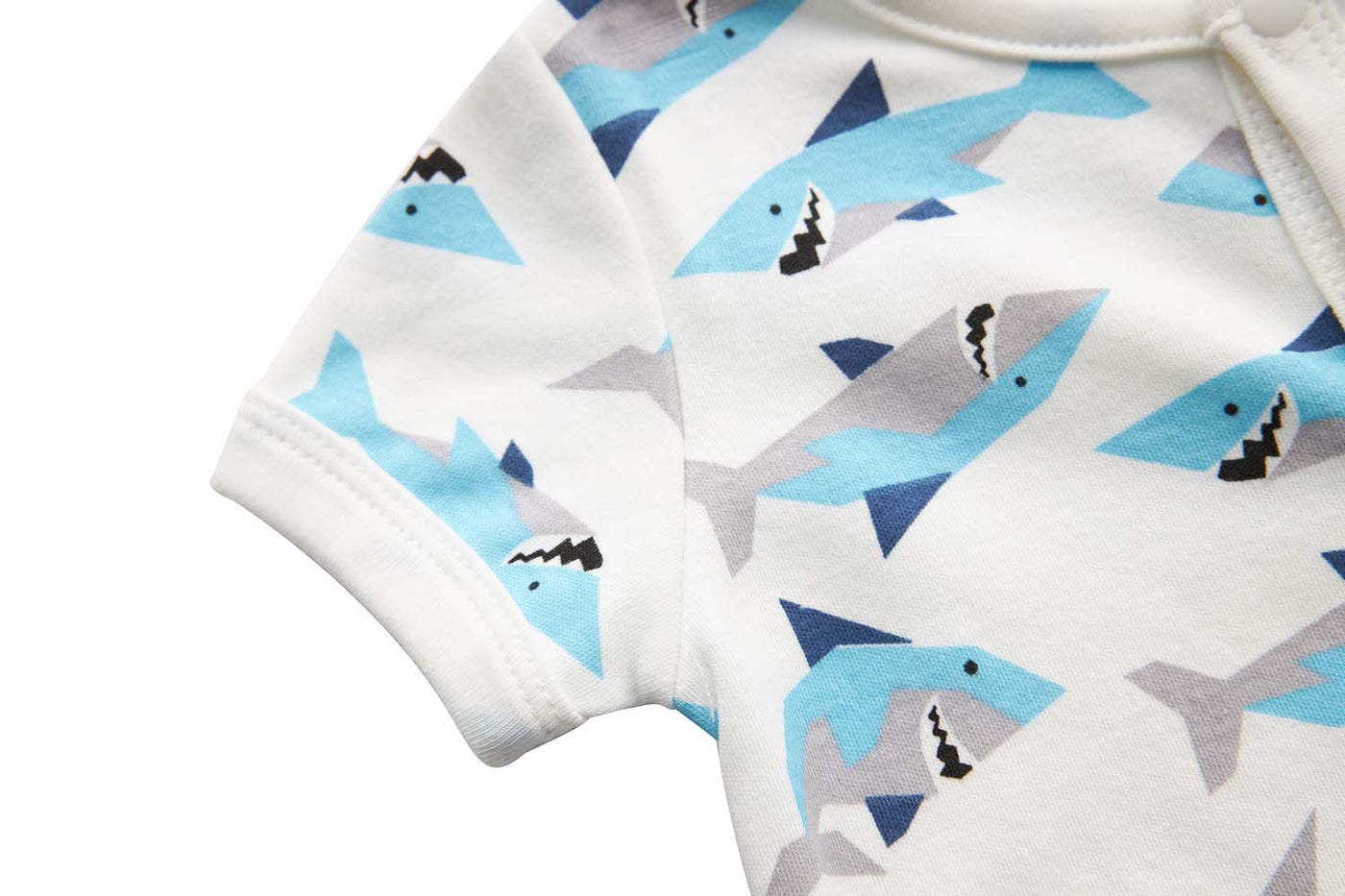 Baby Boy White w Sharks Romper - Little Kooma