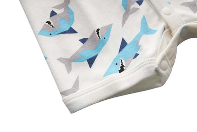 Baby Boy White w Sharks Romper - Little Kooma