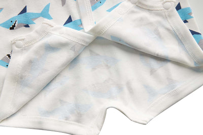 Baby Boy White w Sharks Romper - Little Kooma