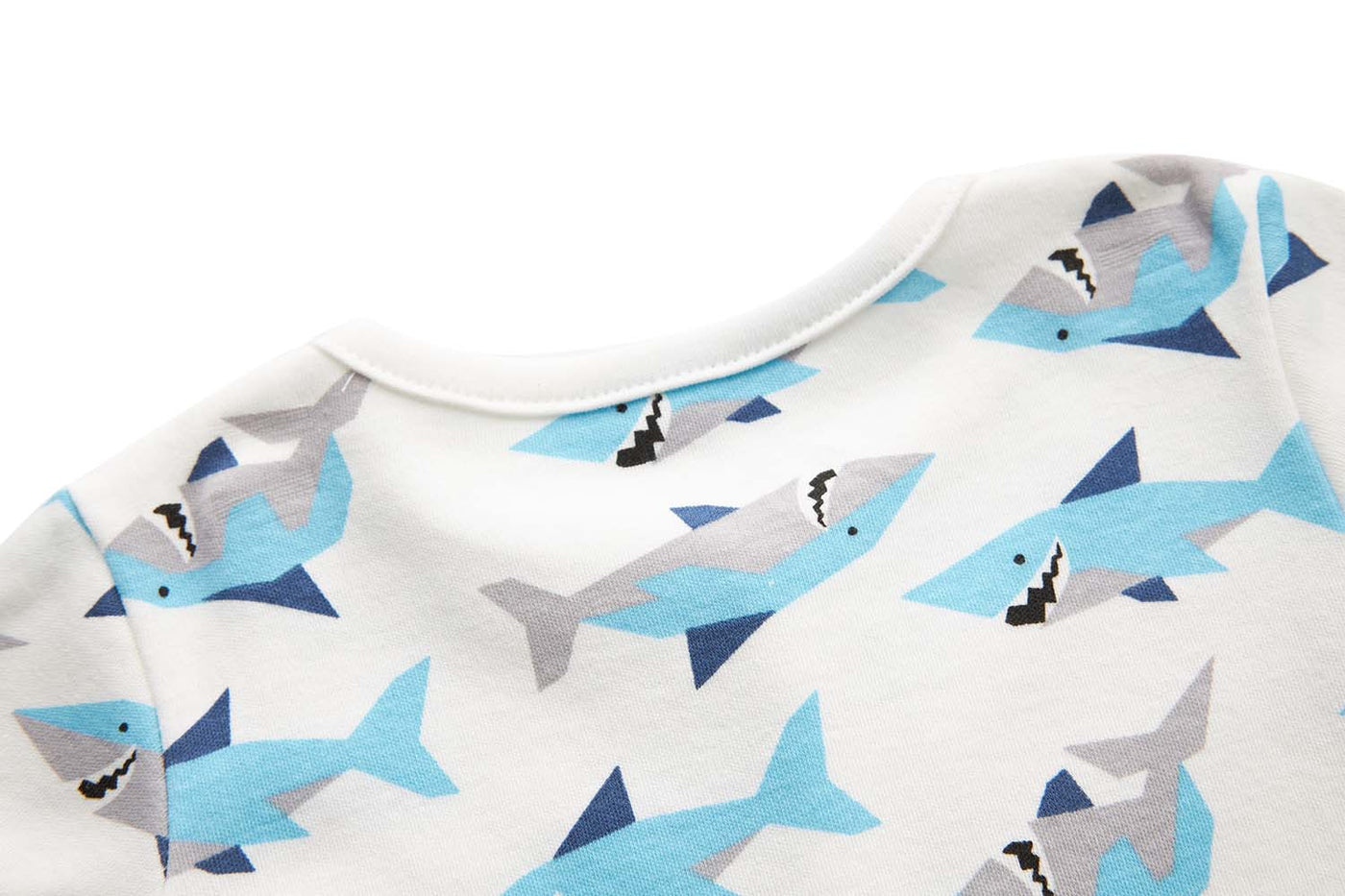 Baby Boy White w Sharks Romper - Little Kooma
