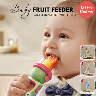 Babycare Baby Food Feeder Feeding Fruit Vegetable Bite Pacifier with 3 Nipple Replacement - Little Kooma
