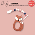 Baby Teether Set Fox Rust Silicone Teether Set By Little Cheeks - Little Kooma