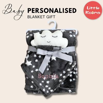 Personalised Customized Luvable Friends Plush Blanket With Sherpa Backing Night Sky 40409 - Little Kooma